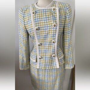 Vintage PSI Couture Tweed Blazer & Skirt Set Sz 4 Union Made USA EUC
